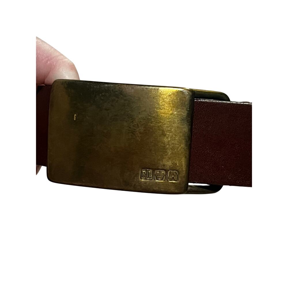 Ralph Lauren Brown Leather Adjustable Belt Size Small Brass Buckle - Picture 4 of 9